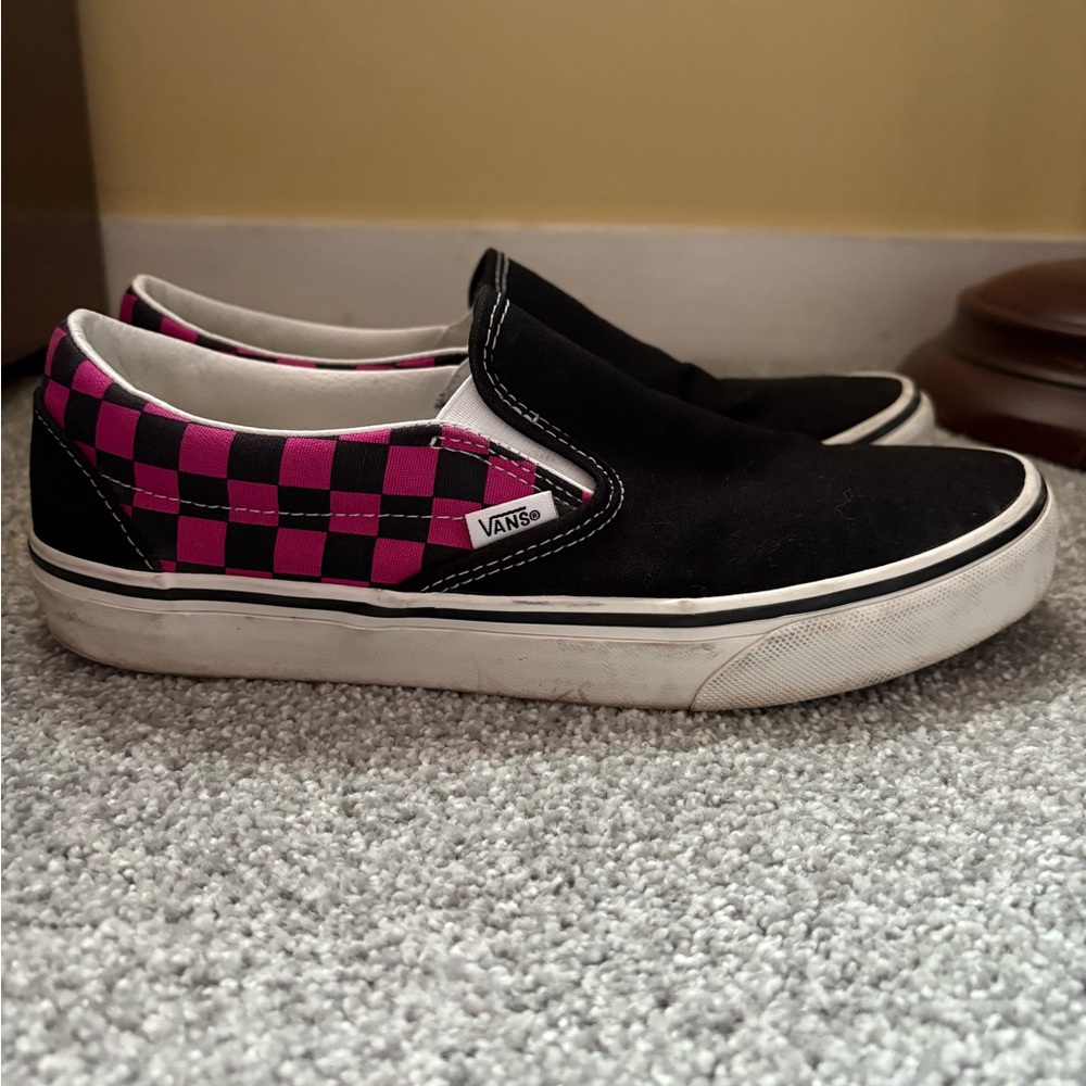 Vans Black and Pink Checkered Slip-Ons - Picture 5 of 7